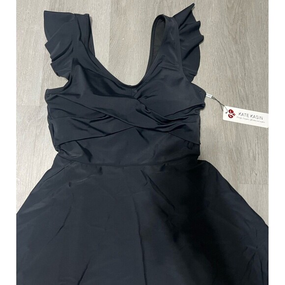 NWT, Kate Kasin Tankini Swimsuit Swim Dress Top in Black. Size S. - Picture 3 of 12